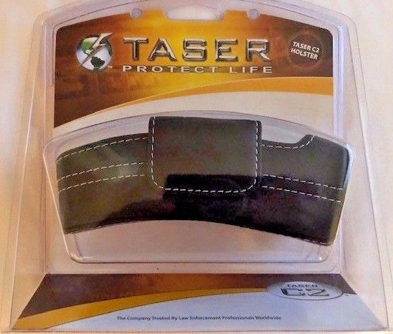 TASER Black Leather Case with White Stitching for Taser Bolt - NEW in Package