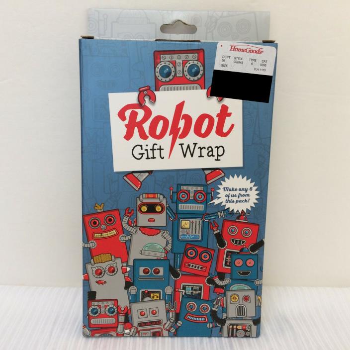 Luckies of London *ROBOT GIFT WRAP* Wrapping Paper, Cut-Out Sheets Stickers NEW