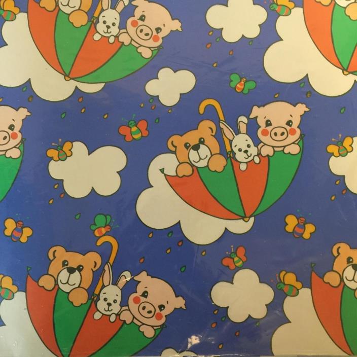 Vintage Baby Shower Gift Wrap 2 Sheets 20 in x 27 in (50.8 cm x 69 cm) NEW