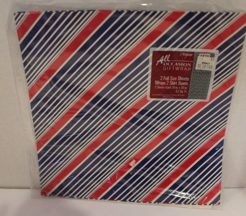 Vintage ArtFaire Gift Wrap Wrapping Paper All Occasion Stripe NEW NOS