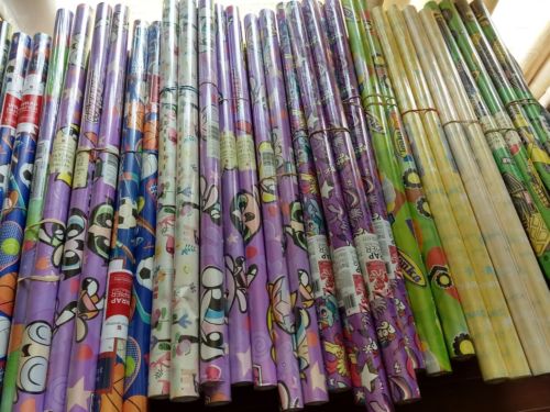 Wrapping Paper Rolls Lot 34 Tonka Sports Baby Power Puff Little Pony Transforers