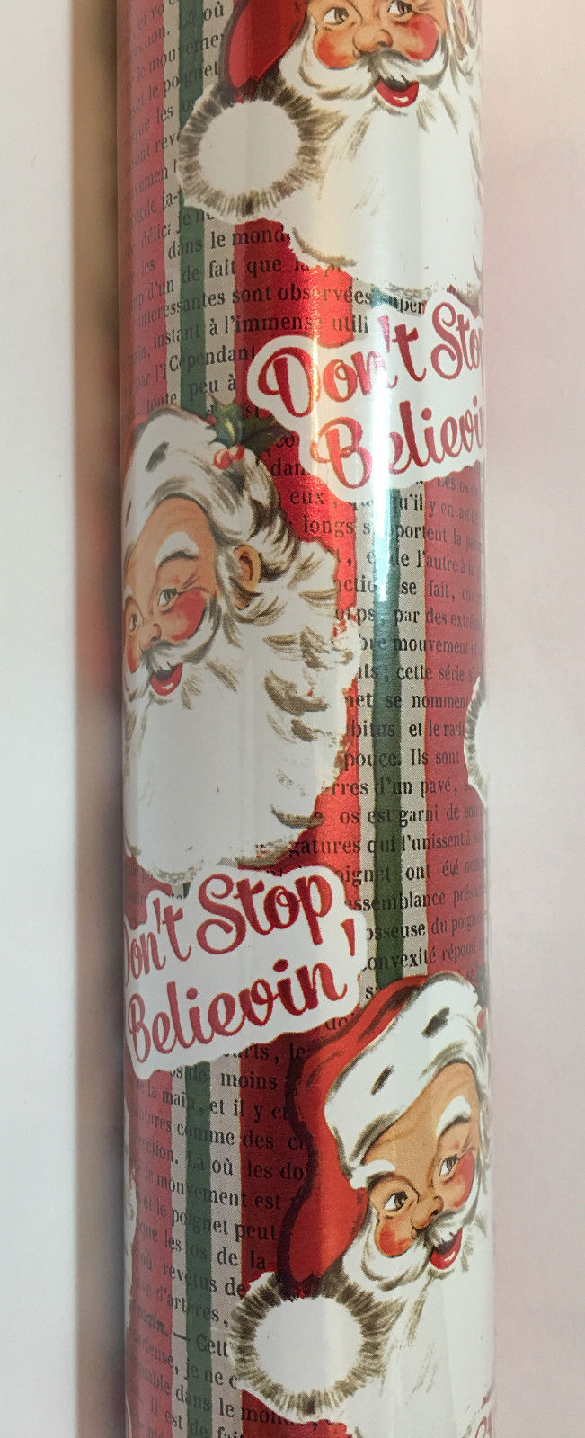 Punch Studio BELIEVE IN SANTA CHRISTMAS WRAPPING PAPER. Foil. Continuios Roll.
