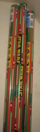 NEW Star Wars Light Saber Christmas Gift Wrapping Paper 3 Rolls = 60 sq ft
