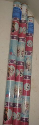 3 NEW Disney Frozen Elsa Anna Olaf Christmas Gift Wrapping Paper Rolls = 60sqft