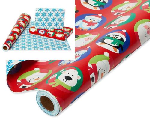American Greetings Kids Christmas Gift Wrapping Paper Reversible Jumbo Roll,...