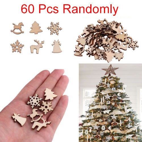 Nouvelle Année Détails Sur 60 pcs BRICOLAGE Artisanat De Noël De Noël Bois Ébrèc