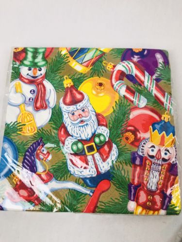 Vintage Lot Amscan Paper Christmas Party Napkins Nutcrackers Ornaments Snowman