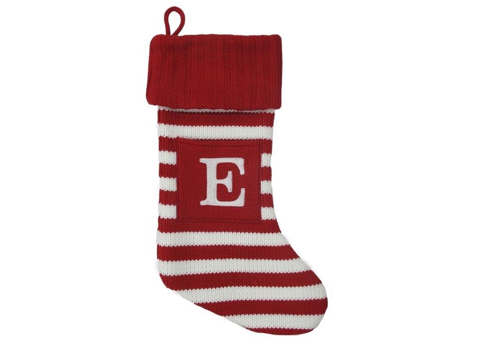 Letter E Knit Monogram Stocking Stripe Wondershop Red/White Striped Xmas Target