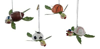 All Stars Sports Kissing Sea Turtles Christmas Holiday Ornaments Set of 4