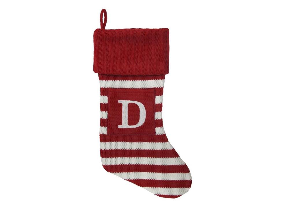 Letter D Knit Monogram Stocking Stripe Wondershop Red/White Striped Xmas Target