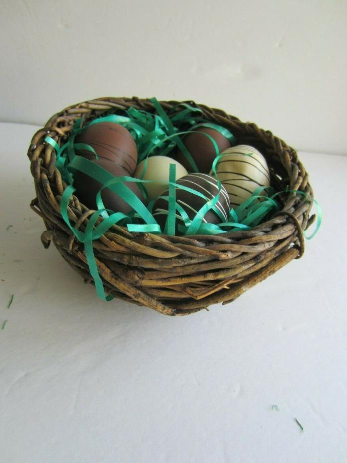 FAUX CHOCOLATE EGGS in TWIG BIRD'S NEST