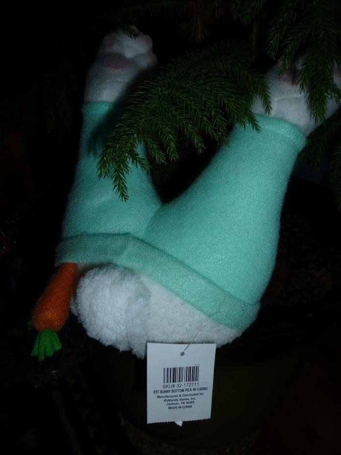 Kirklands Briar Patch Easter Bunny Bottom Plant Pick with Carrot Posable New