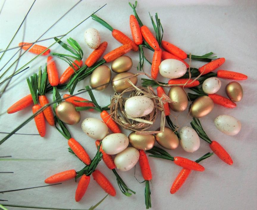 (48) PIER 1 Easter Spring TABLE SCATTER /BOWL FILLER Carrots Gold Ivory Eggs NIB