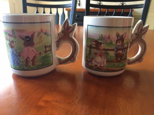 Set of 2 Easter Bunny Coffee Tea Mugs Drinkware