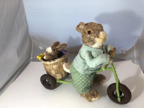 Valerie Parr Hill Straw Bunny On A Bike