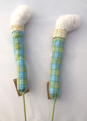 Easter Bunny Legal Wreath Set BLUE PLAID NWT