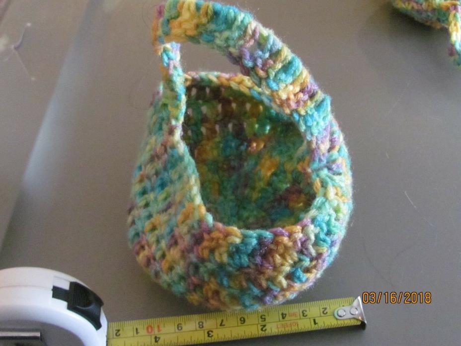 CROCHET BASKET EASTER OR FOR FAVORS  WITH HANDLE   5 