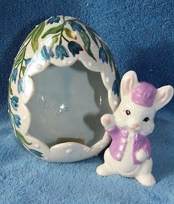 Ceramic Glazed Easter Egg with Bunny