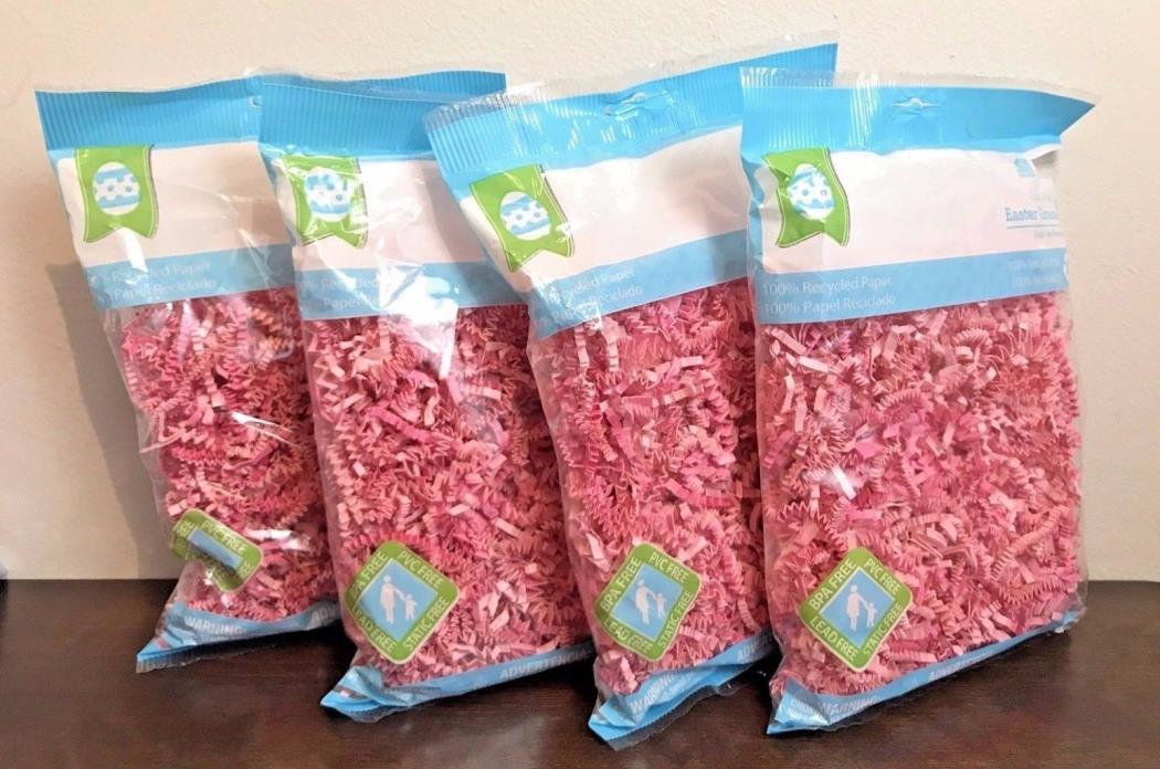 Pink Easter Grass Lot of 4 Bags Light Dark Confetti Crinkle Paper 1.25oz Each