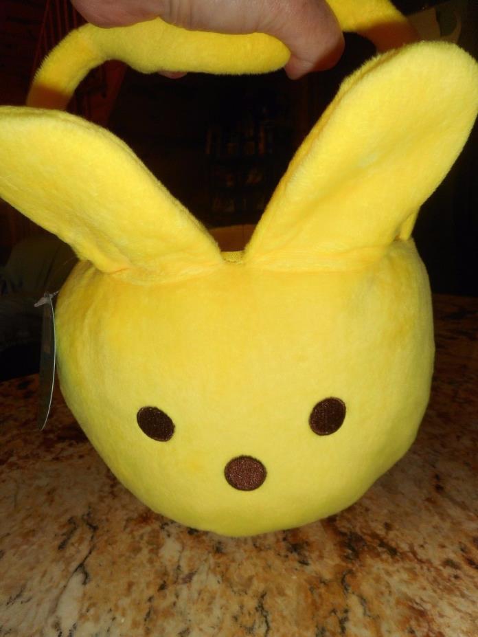 Yellow Peeps Flipeez Easter Treat Basket Squeeze Pump on Handle Ears go up New