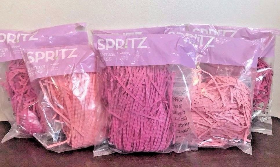 Pink Easter Grass Lot of 6 Bags Ombre Confetti Spritz Crinkle Paper 1.25oz NEW