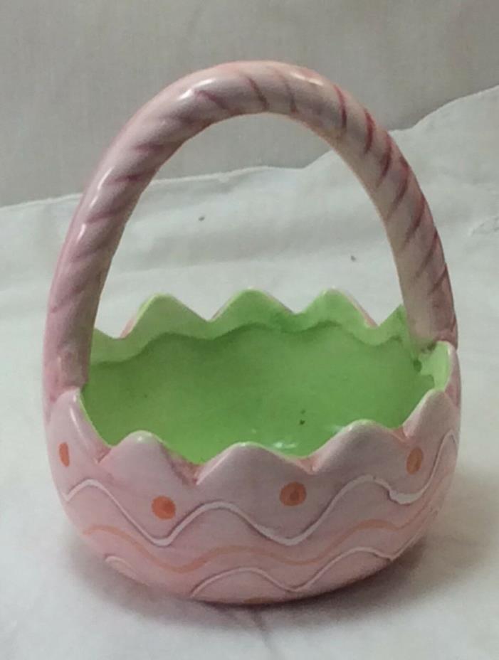 Easter Basket Small. Ceramic Egg Shape.