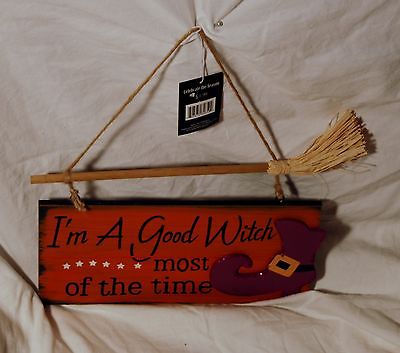 I'M A GOOD WITCH MOST OF THE TIME HALLOWEEN RUSTIC WOODEN DECORATION PLAQUE SIGN