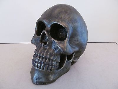 Pottery Barn ~Halloween~ Rustic Silver SKULL Shaped CANDLE, NEW