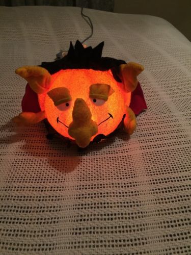 Felt Covered Dracula Face Pumpkin Light Up Halloween Blowmold Decoration!