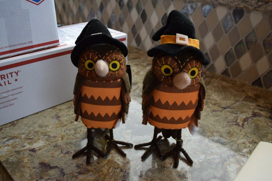 2 Hyde and Eek Owl Witch Fabric Bird Target Halloween Orange Brown Owl Felt