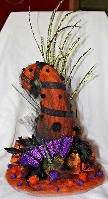 Halloween Witch's Hat Lighted Tabletop Decor Bat Spider Orange Black Purple 20