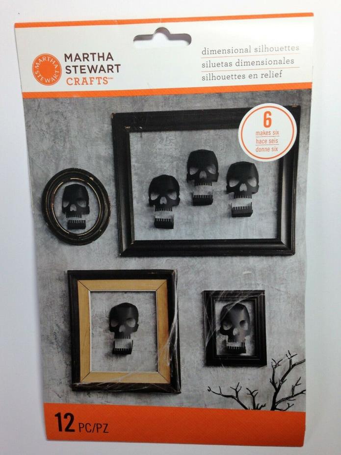 Martha Stewart Halloween Skulls Dimensional Silhouettes Black Paper Crafts New