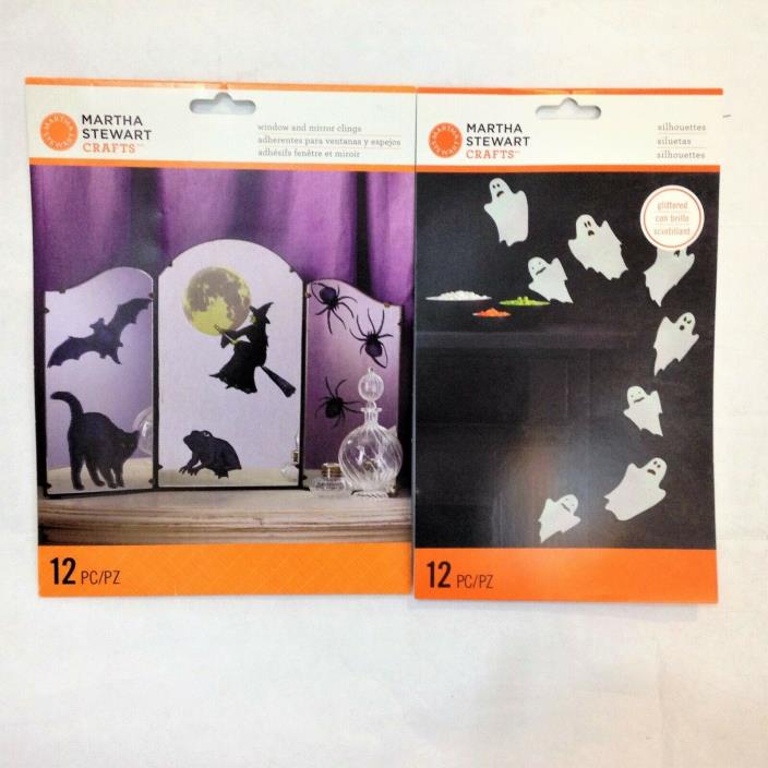 Lot Halloween Black Paper Silhouettes Window Clings Martha Stewart Crafts New