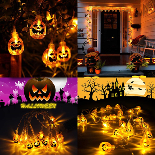 3D Jack O Lantern Halloween Decoration Lights,30LED 11Ft Battery Operated Pumpki