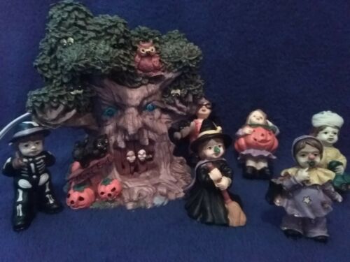 Halloween HAUNTED TREE with 6 Costumed Kids ~ Lighted Centerpiece  ~ ADORABLE