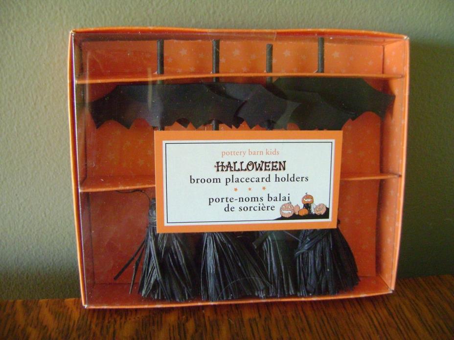 Pottery Barn Kids Halloween Broom Stick Witch Place Card Holders ~ SET/4