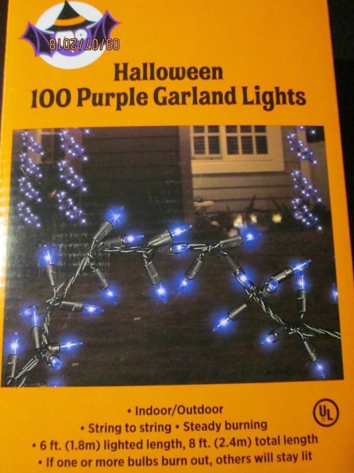 #   Halloween 100. purple garland lights. NIB