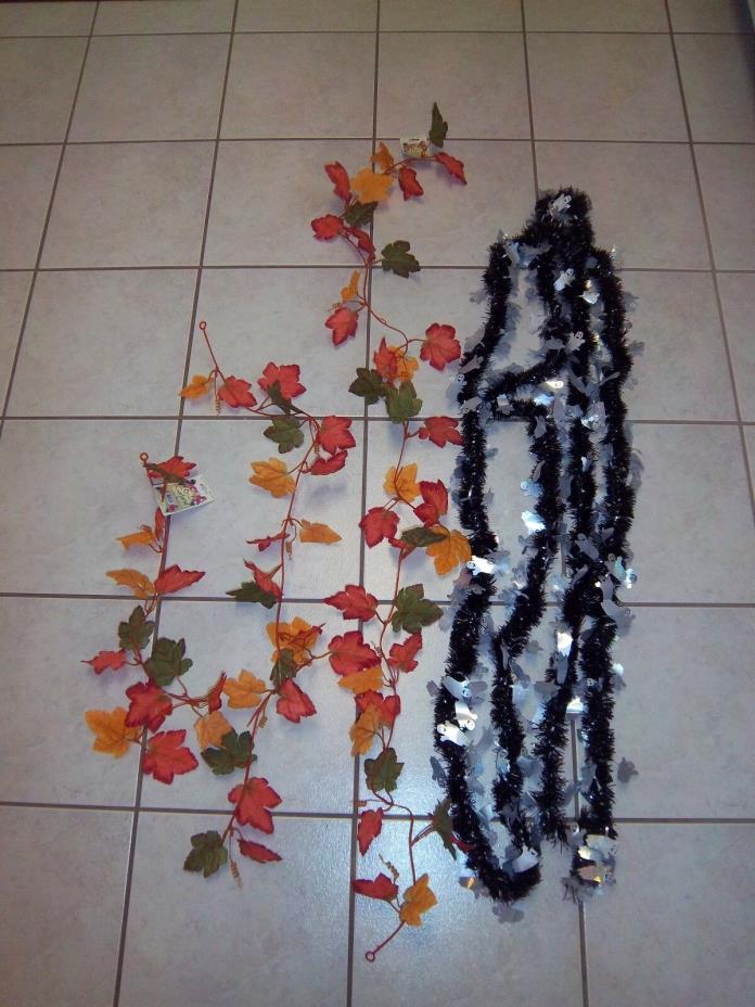 Halloween Fall Autumn 15' Ghost Garland-12' Fall Leaves Garland & 20 Tree Ghosts