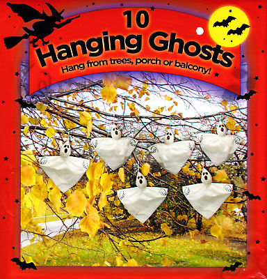 Ten 10 Hanging Halloween Scary Ghosts 8 in. x 8 in. Hang from Tree Porch Balcony