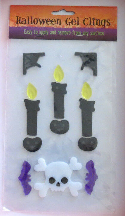 Skull & Crossbones Spooky 8 Gel Window Clings NEW !!!FREE SHIPPING!!!