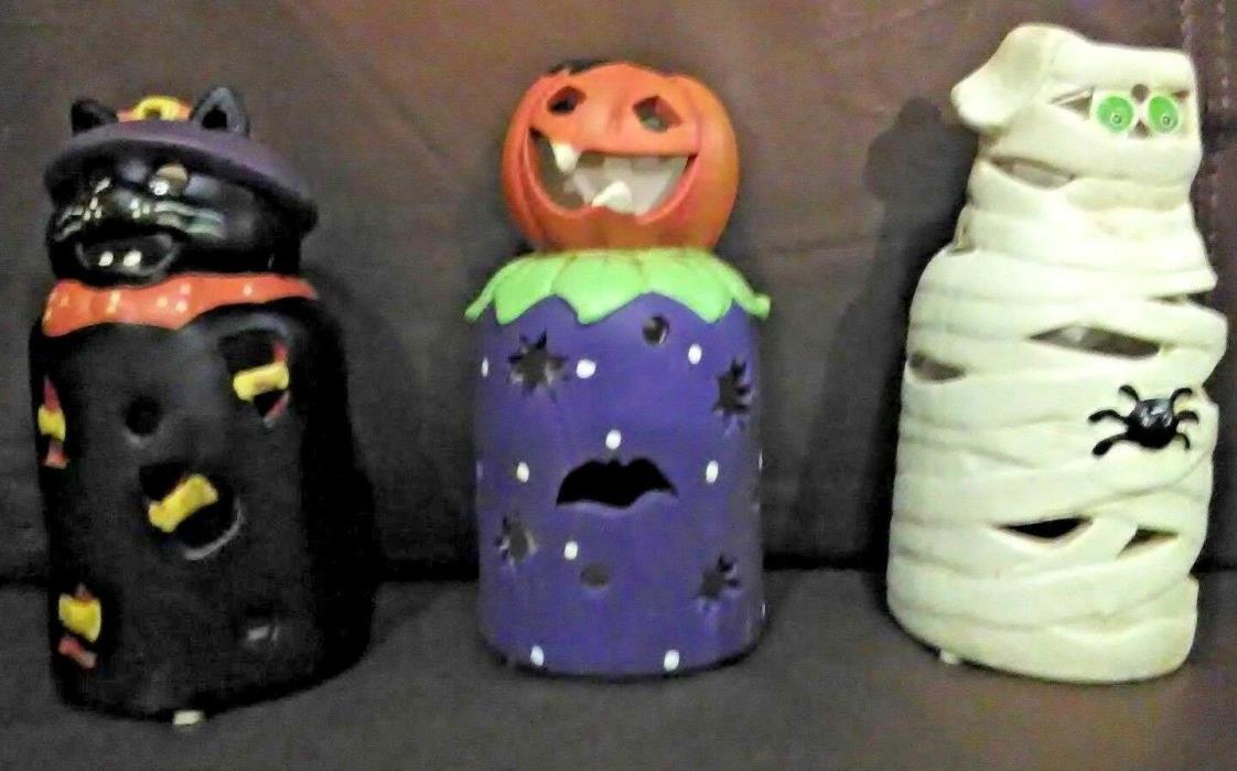 Halloween Decorative Ceramic Tealight Candle Holders Set of 3