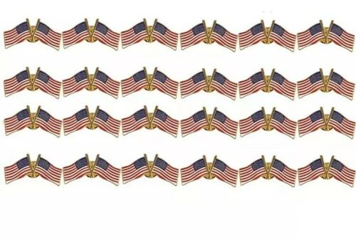 Lot Of 144 Double American Flag Lapel Pins Double USA Clutch Pins 12 Dozen