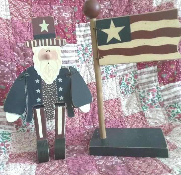 Uncle Sam and Flag / Americana Home / Holiday Decor Rustic / July 4th