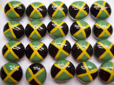 Hand painted Glass Gems party favors mini art Jamaican flag flags