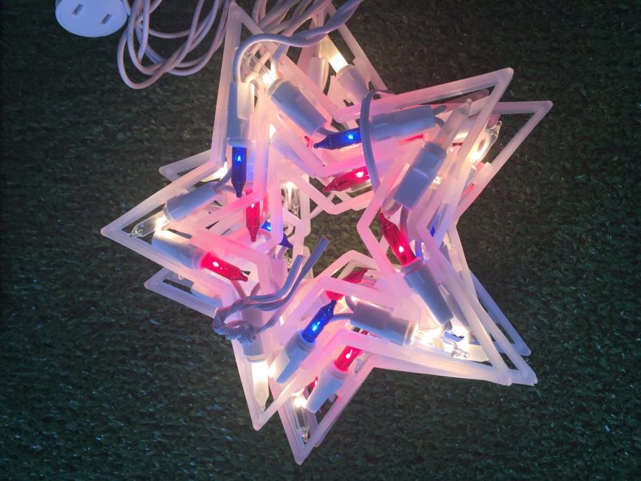 New Set Of Five 6 Inch Red, White & Blue Hanging Star 4th Of July Lights