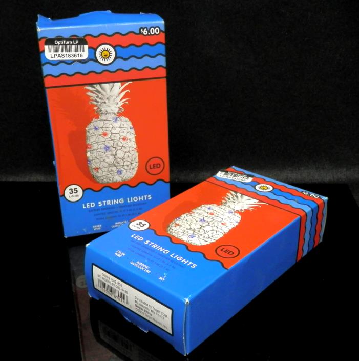 Two Boxes 12ft LED String Lights Red White Blue Batt Operated with Timers