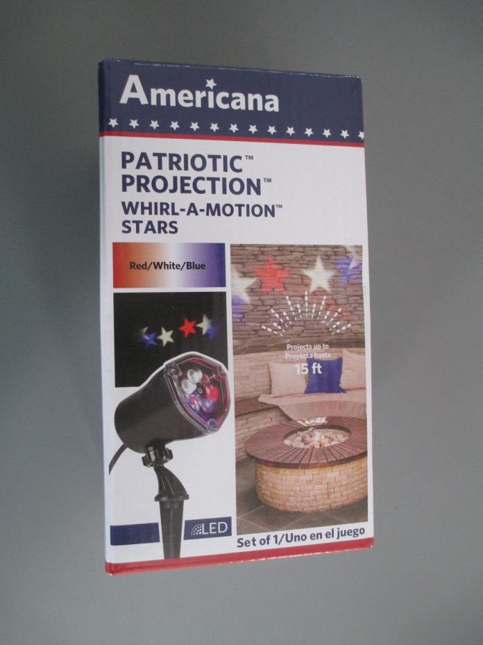 Americana Patriotic Red White & Blue Stars Whirl a Motion LED Projector Light