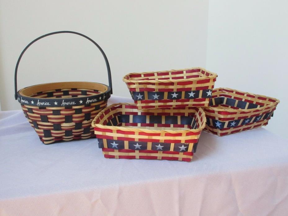 Patriotic set of 4 Red White and Blue Baskets