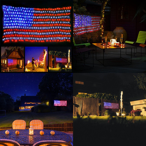 Led Flag Net Lights Of The United States Waterproof American String Light For Ch