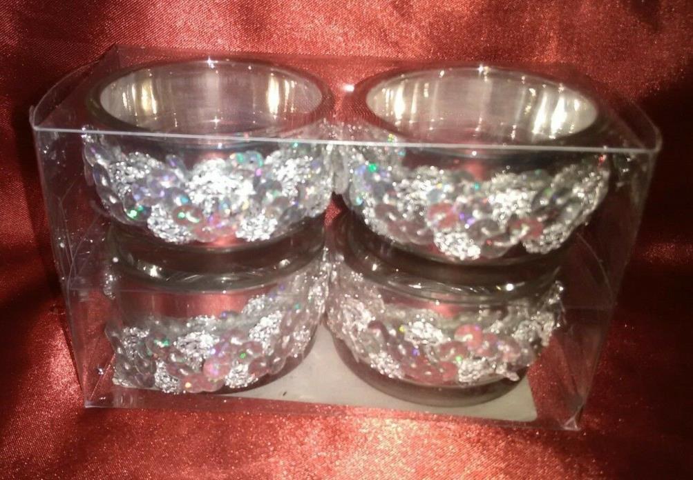 Glass Any Occasion Silver Candle Holders Set of 4